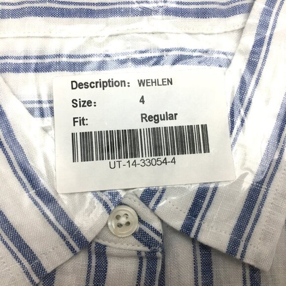 New UNTUCKit Women's Linen Shirt Whelen Blue & White Stripe Button Up size 4 - Picture 6 of 9